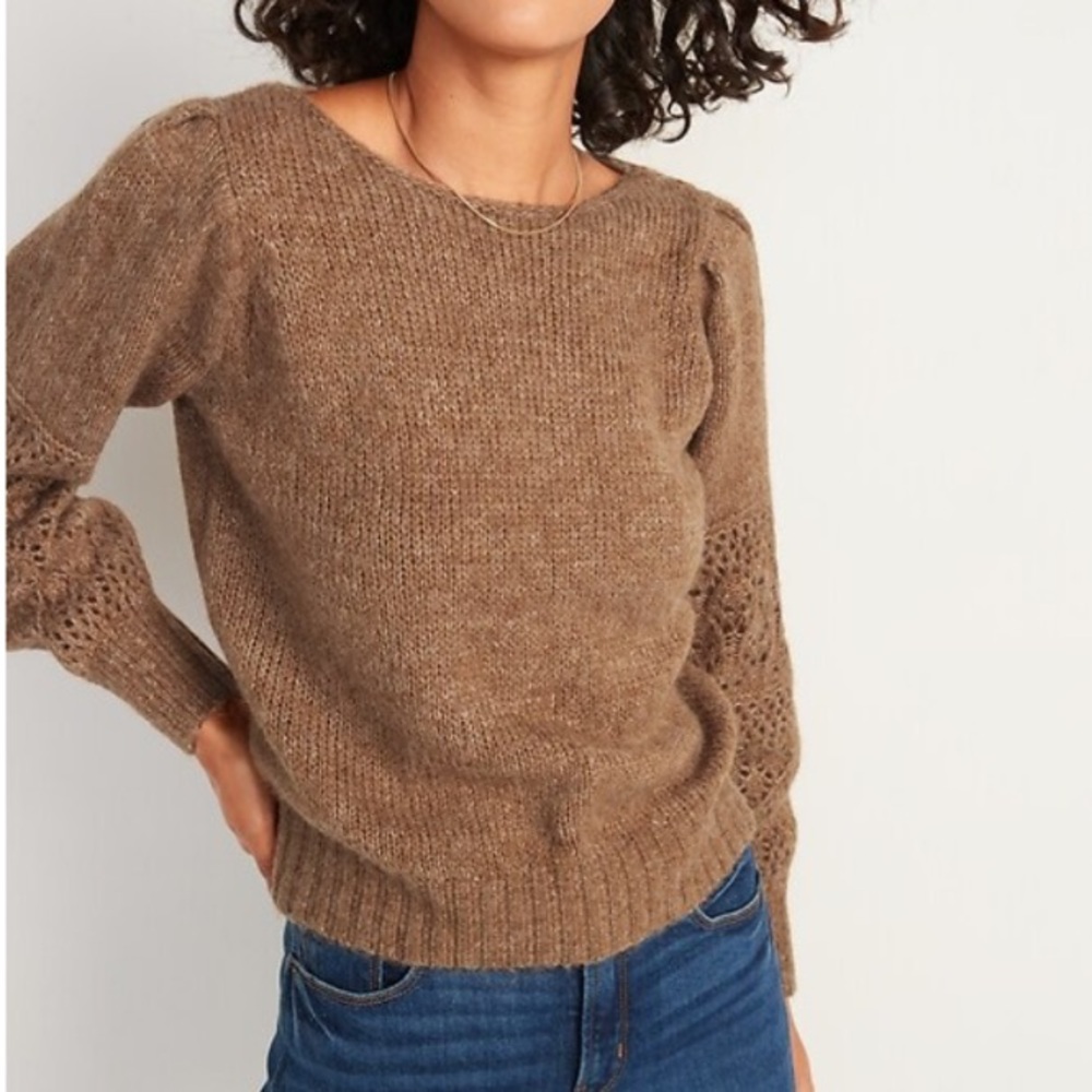 Old Navy Boat‑Neck Heathered Pointelle Knot Sweater – Women’s XXL Tall